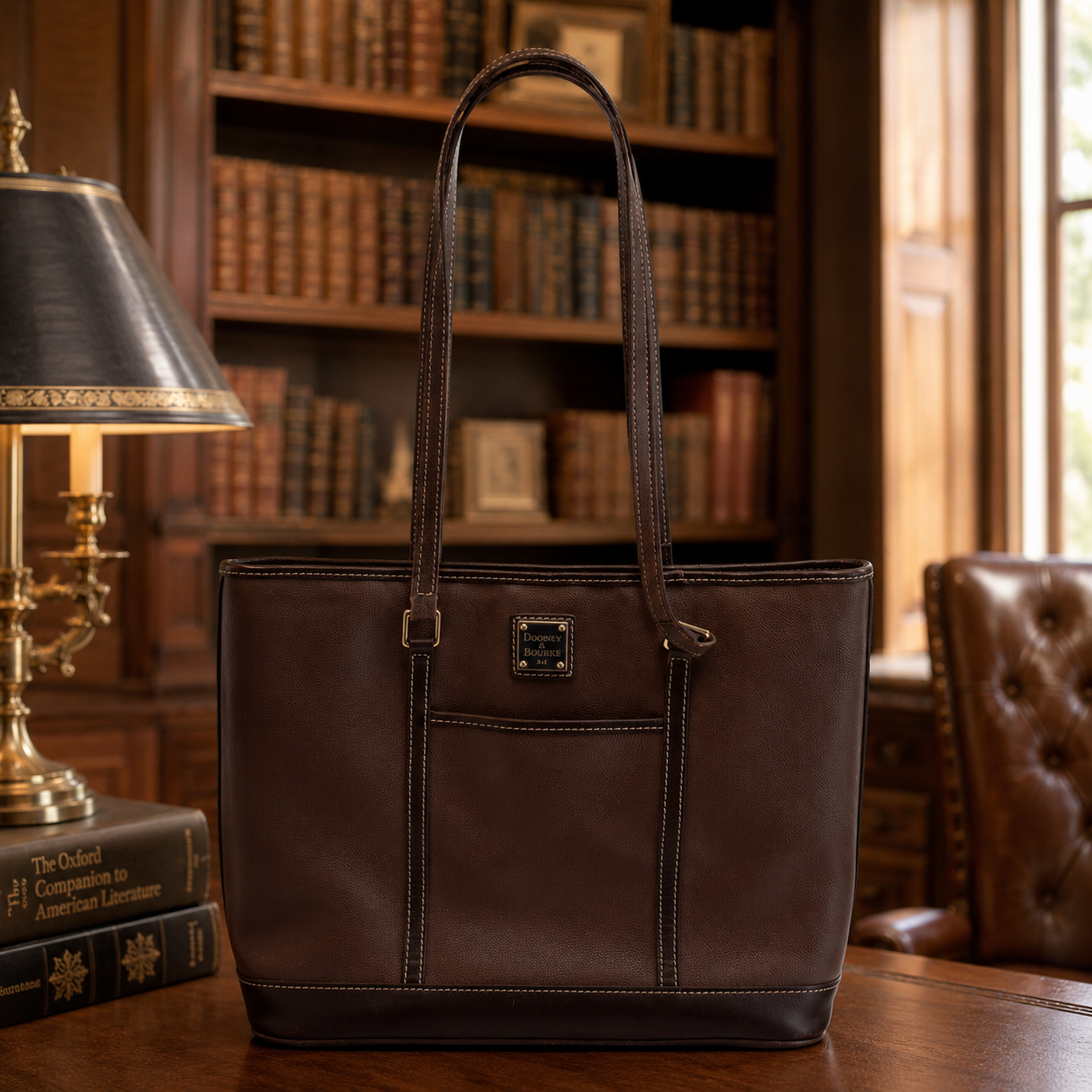 (Need Hero Pics) Dooney & Bourke Brown Pebbled Leather Tote Bag Shoulder Bag Gold Hardware