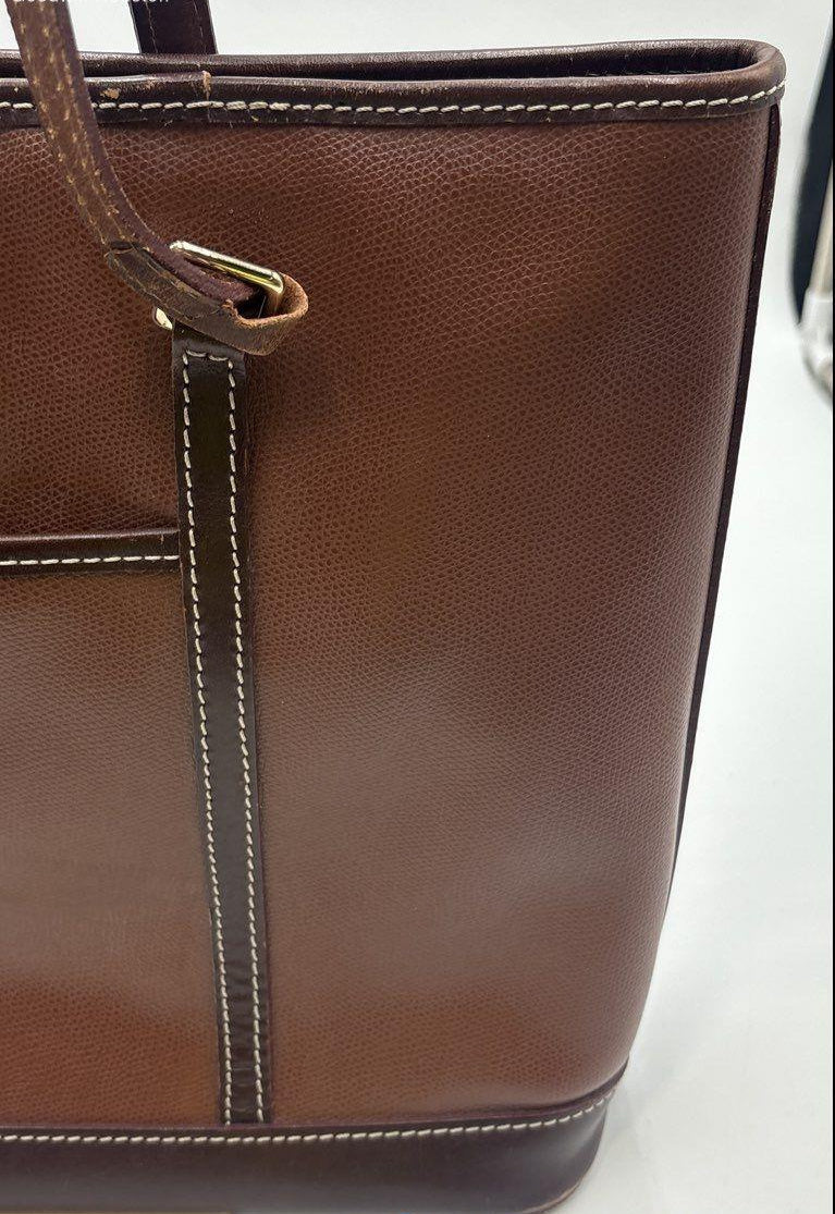 (Need Hero Pics) Dooney & Bourke Brown Pebbled Leather Tote Bag Shoulder Bag Gold Hardware