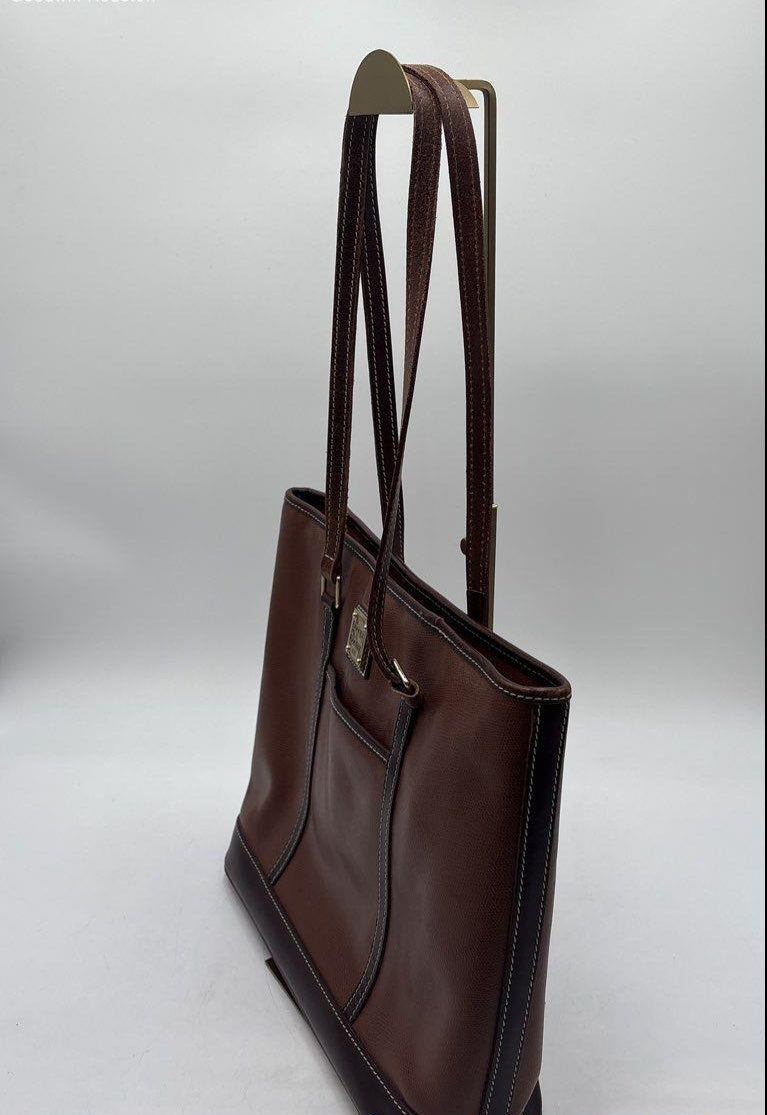 (Need Hero Pics) Dooney & Bourke Brown Pebbled Leather Tote Bag Shoulder Bag Gold Hardware