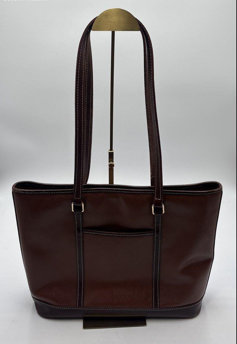 (Need Hero Pics) Dooney & Bourke Brown Pebbled Leather Tote Bag Shoulder Bag Gold Hardware