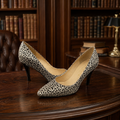 Brunate Leopard Metallic Leather Pumps Size 38.5 Italy