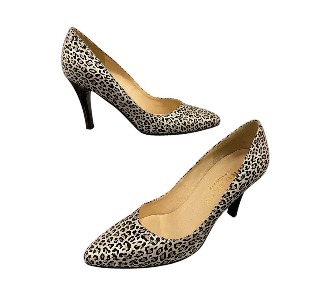 Brunate Leopard Metallic Leather Pumps Size 38.5 Italy