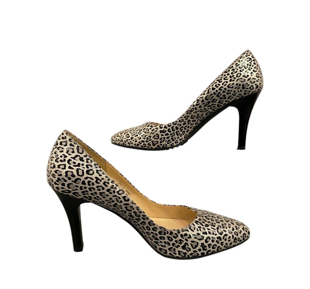 Brunate Leopard Metallic Leather Pumps Size 38.5 Italy