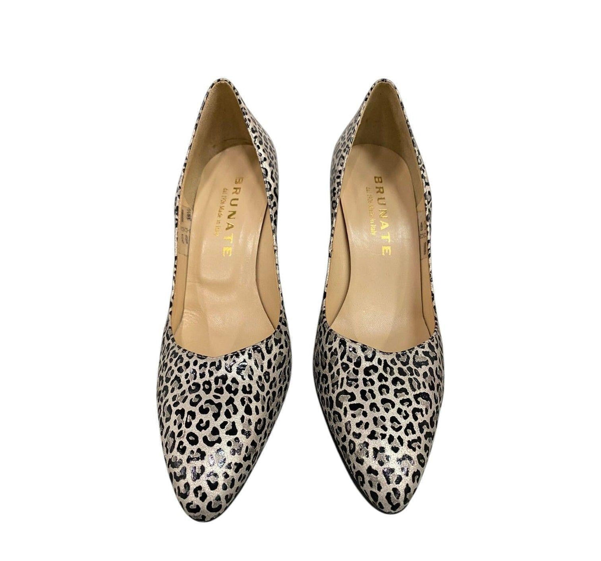 Brunate Leopard Metallic Leather Pumps Size 38.5 Italy
