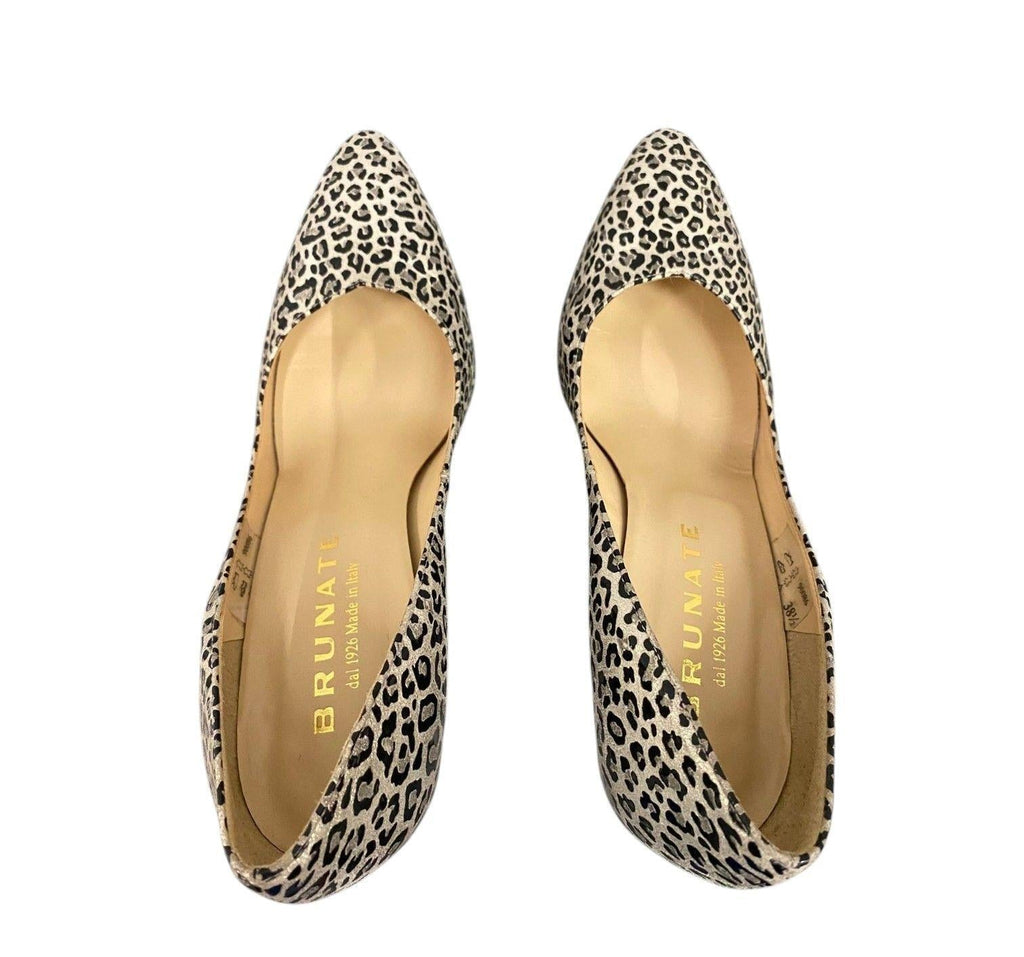 Brunate Leopard Metallic Leather Pumps Size 38.5 Italy