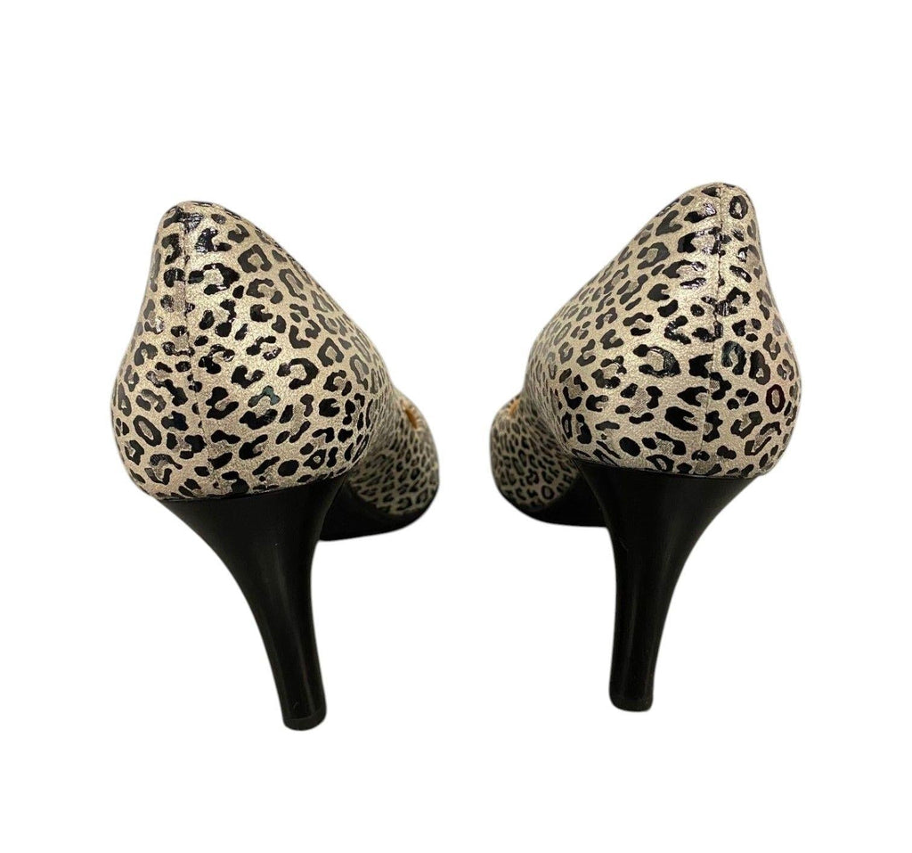 Brunate Leopard Metallic Leather Pumps Size 38.5 Italy