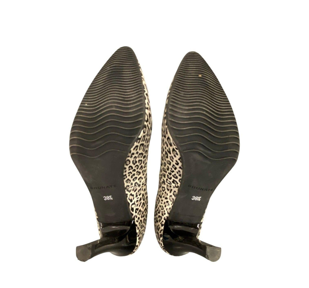 Brunate Leopard Metallic Leather Pumps Size 38.5 Italy