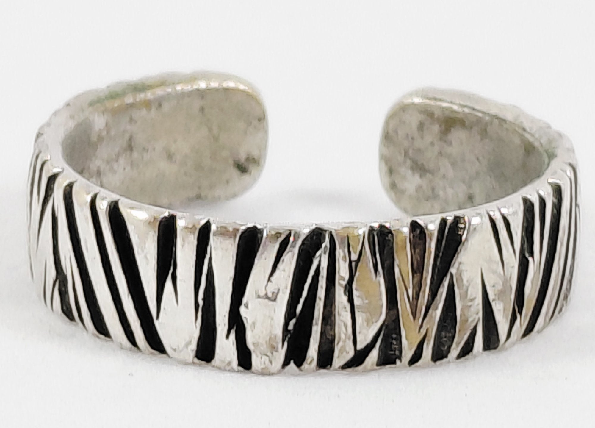 925 Silver Animal Print Adjustable Cuff Ring Size 9.25