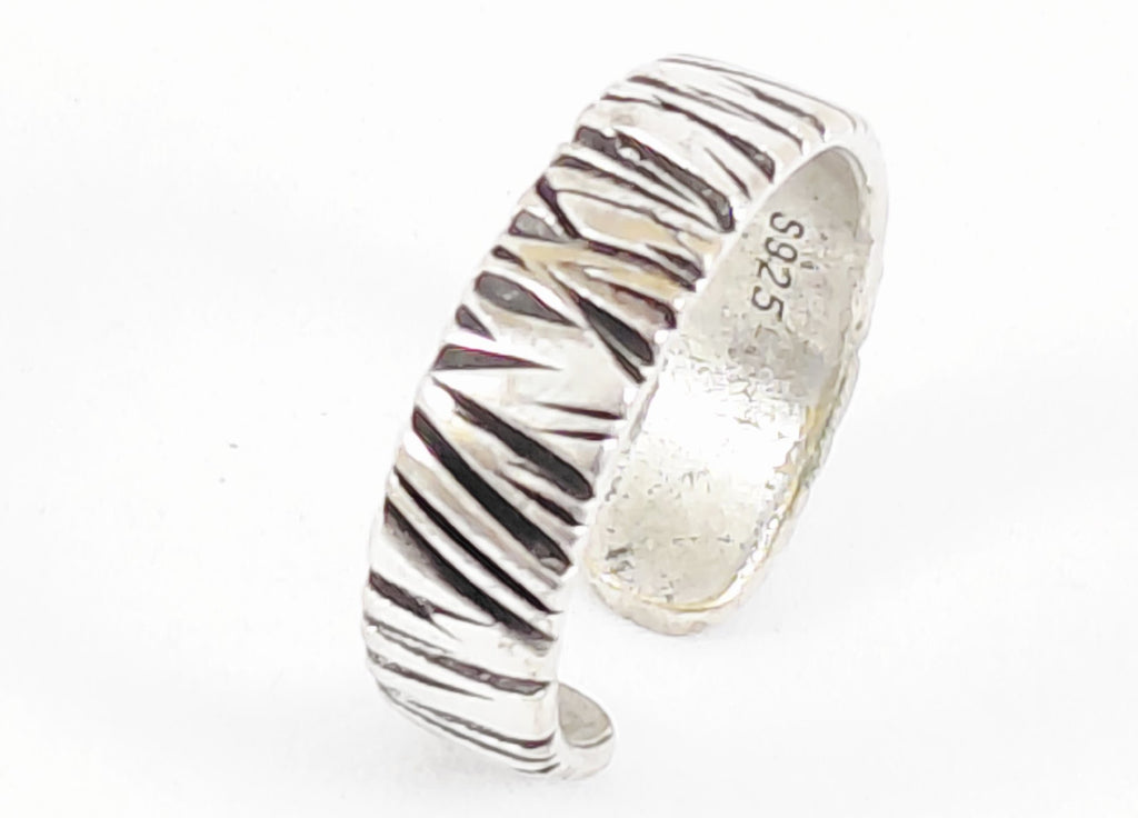 925 Silver Animal Print Adjustable Cuff Ring Size 9.25
