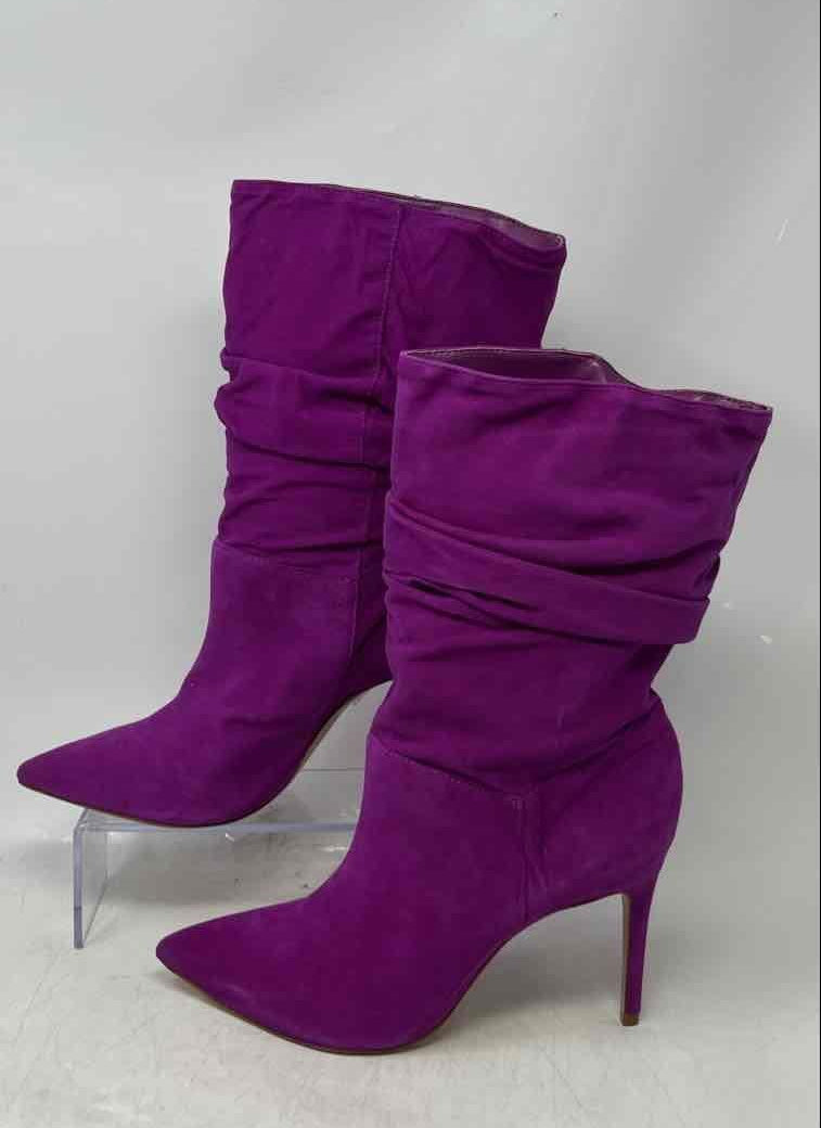 Schutz Ashlee Purple Suede Slouchy Pointed-Toe Boots Size 8.5B
