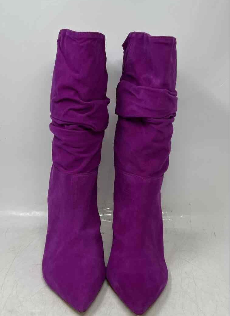 Schutz violet purple suede slouchy pointed toe stiletto boots, view 4