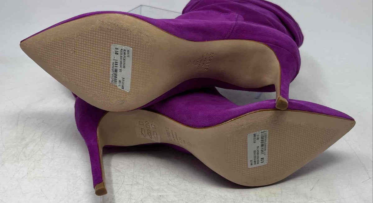 Schutz violet purple suede slouchy pointed toe stiletto boots, view 6