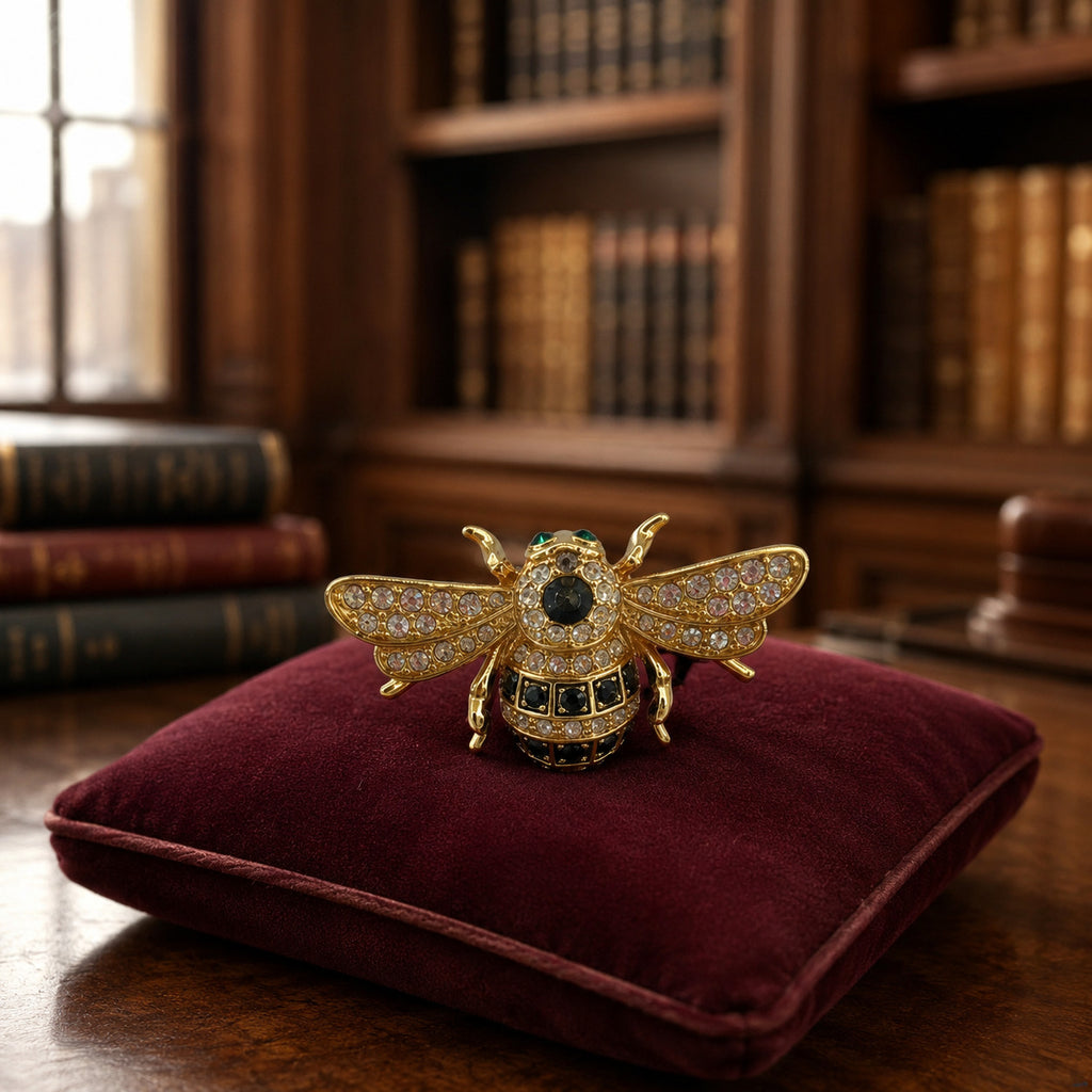 Classics Collection Gold Tone Crystal Bee Brooch Green Eyes