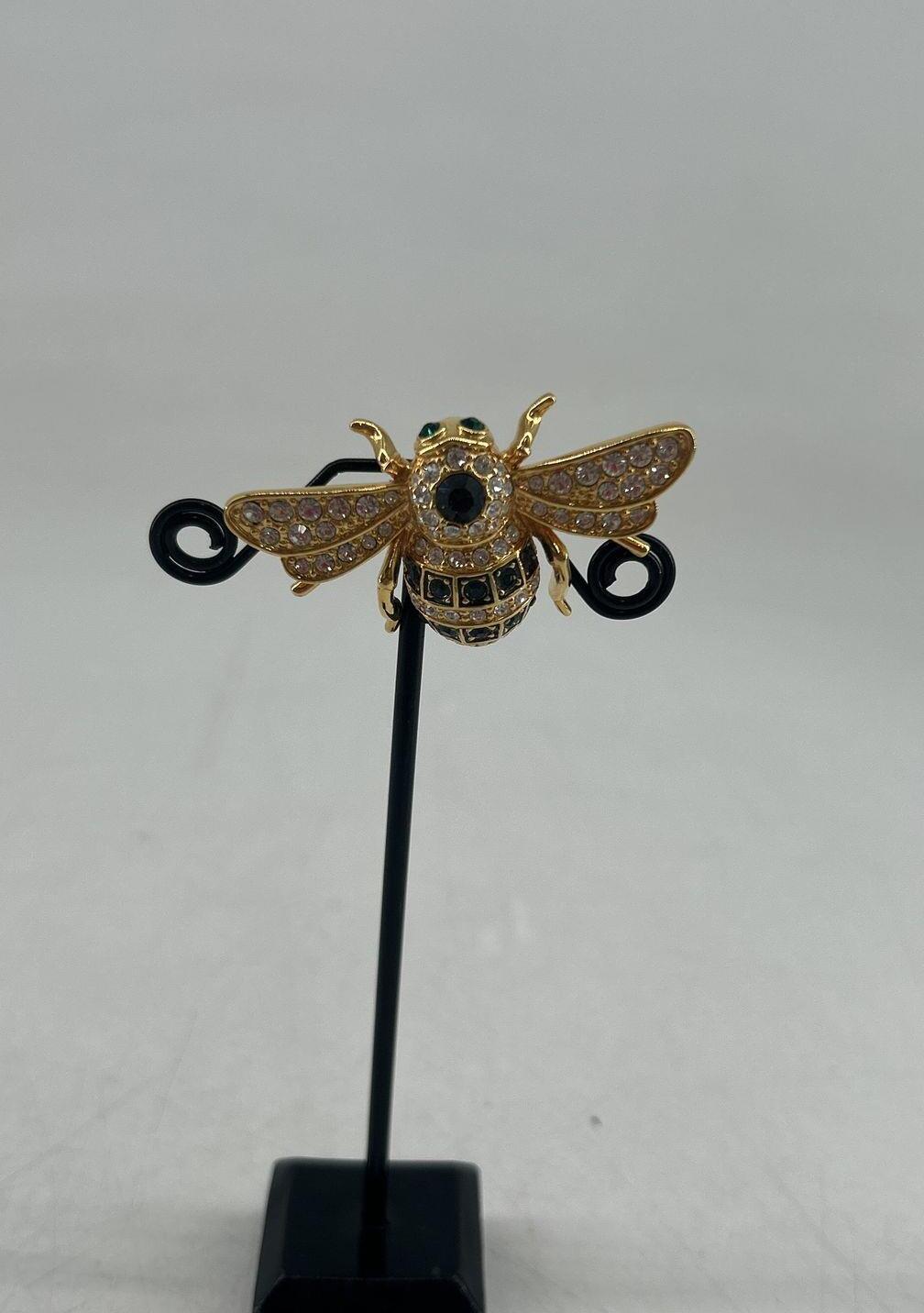 Classics Collection Gold Tone Crystal Bee Brooch Green Eyes
