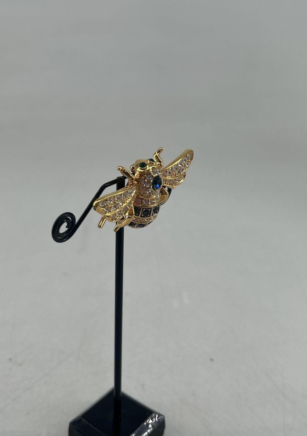 Classics Collection Gold Tone Crystal Bee Brooch Green Eyes