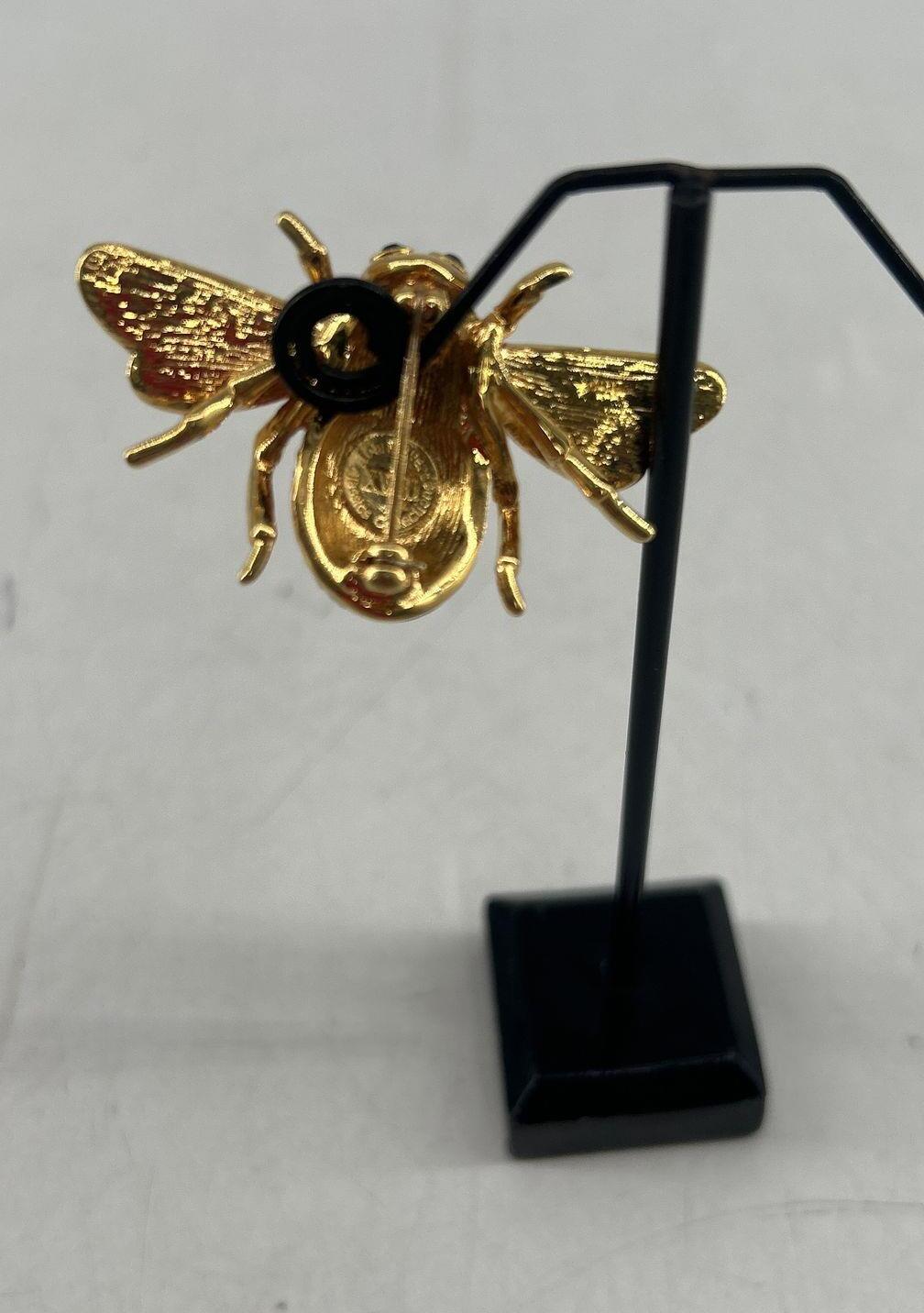 Classics Collection Gold Tone Crystal Bee Brooch Green Eyes