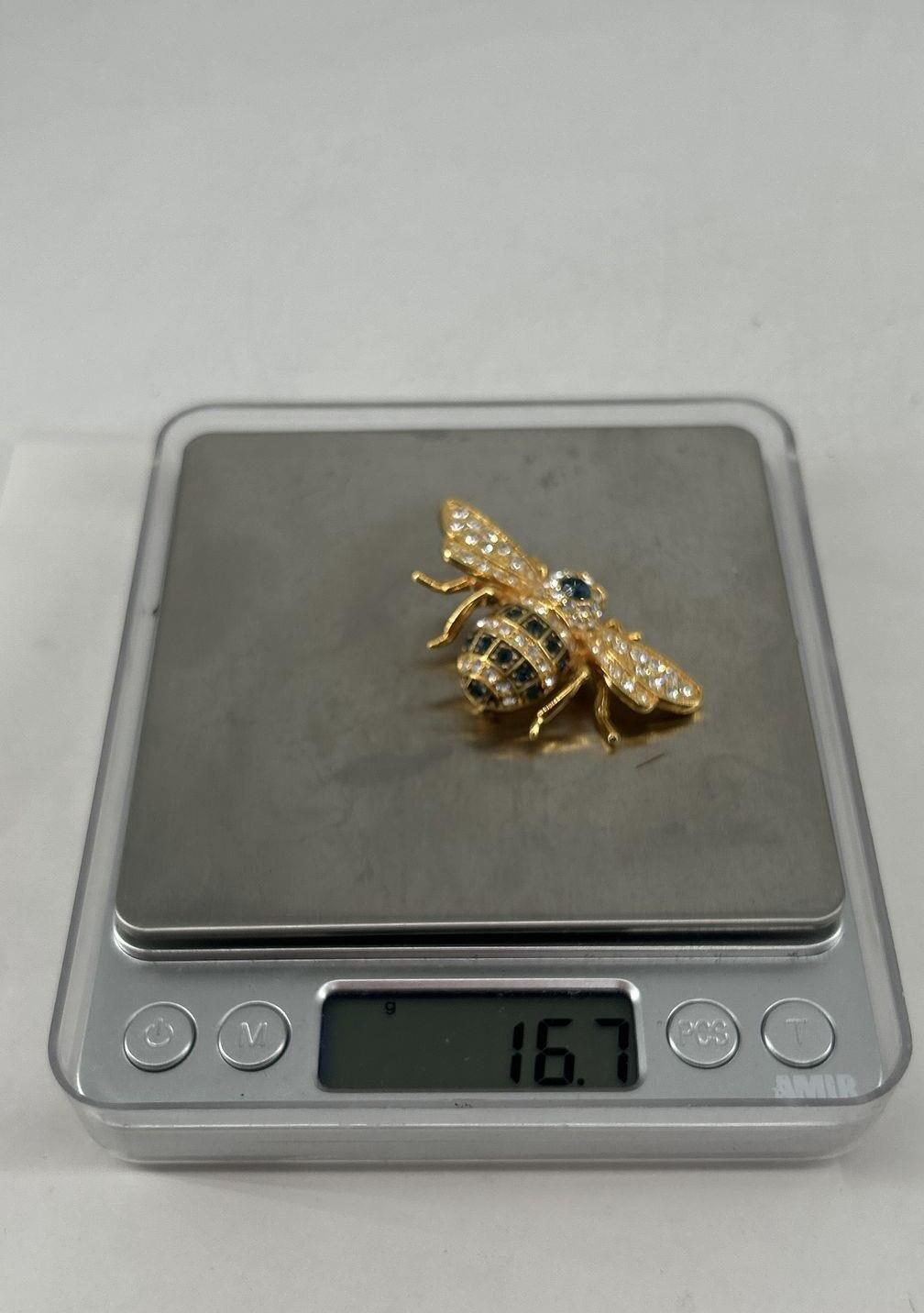 Classics Collection Gold Tone Crystal Bee Brooch Green Eyes