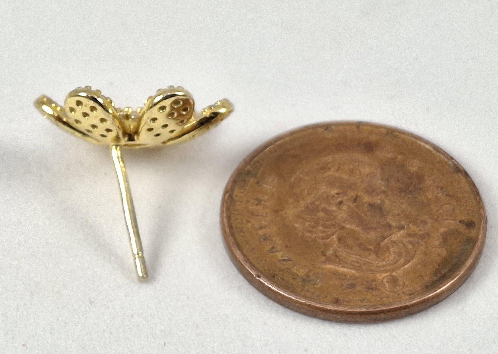 925 Gold Washed Silver & CZ Blossom Post Earrings