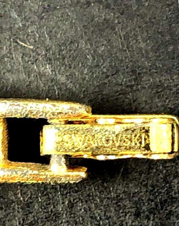 (Need Hero Pics) Signed Swarovski Crystals Two-Tone Link Bracelet - 7.25"