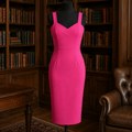 Fashion Nova Hot Pink Textured Bodycon Midi Dress Size L