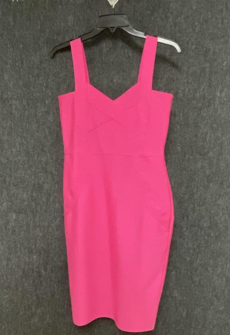 Fashion Nova Hot Pink Textured Bodycon Midi Dress Size L