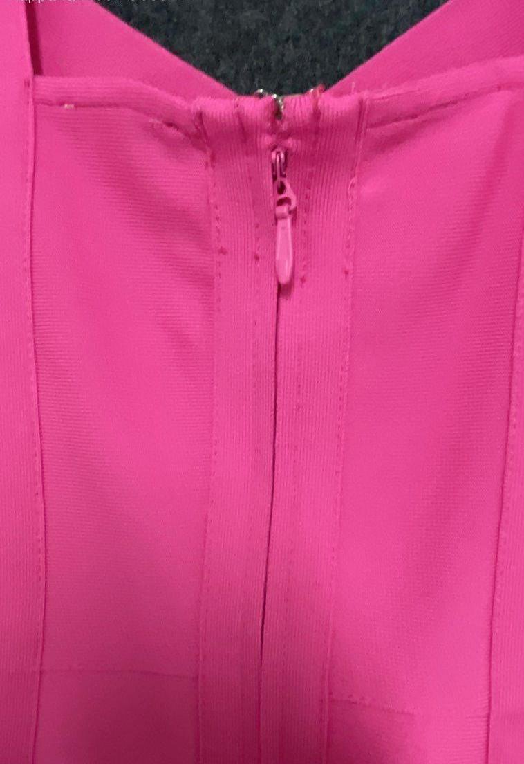 Fashion Nova Hot Pink Textured Bodycon Midi Dress Size L