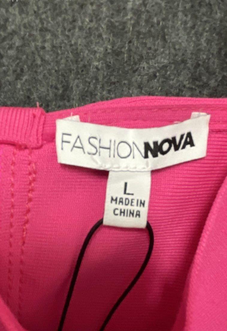 Fashion Nova Hot Pink Textured Bodycon Midi Dress Size L