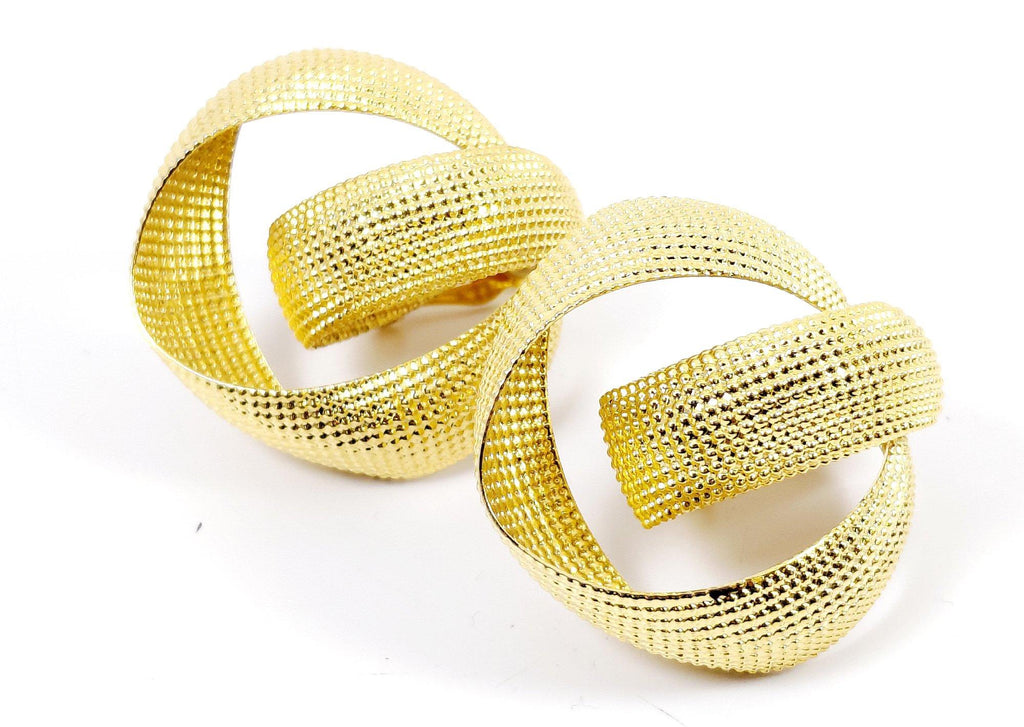 Norma Jean Gold Tone Textured Ribbon Clip On Statement Earrings