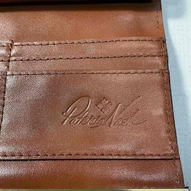 Patricia Nash Rust Map Print Leather Frame Wallet