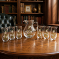 Cristal d'Arques France Floral Pitcher and Six Tumblers