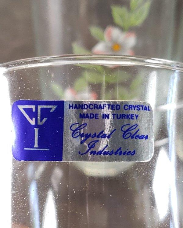 Cristal d'Arques France Floral Pitcher and Six Tumblers