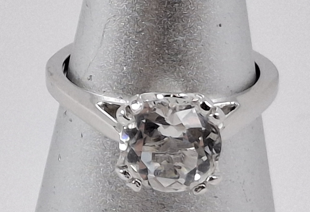 Vintage ESPO 925 Silver & Cushion-Cut CZ Solitaire Engagement Ring Sz 5.75