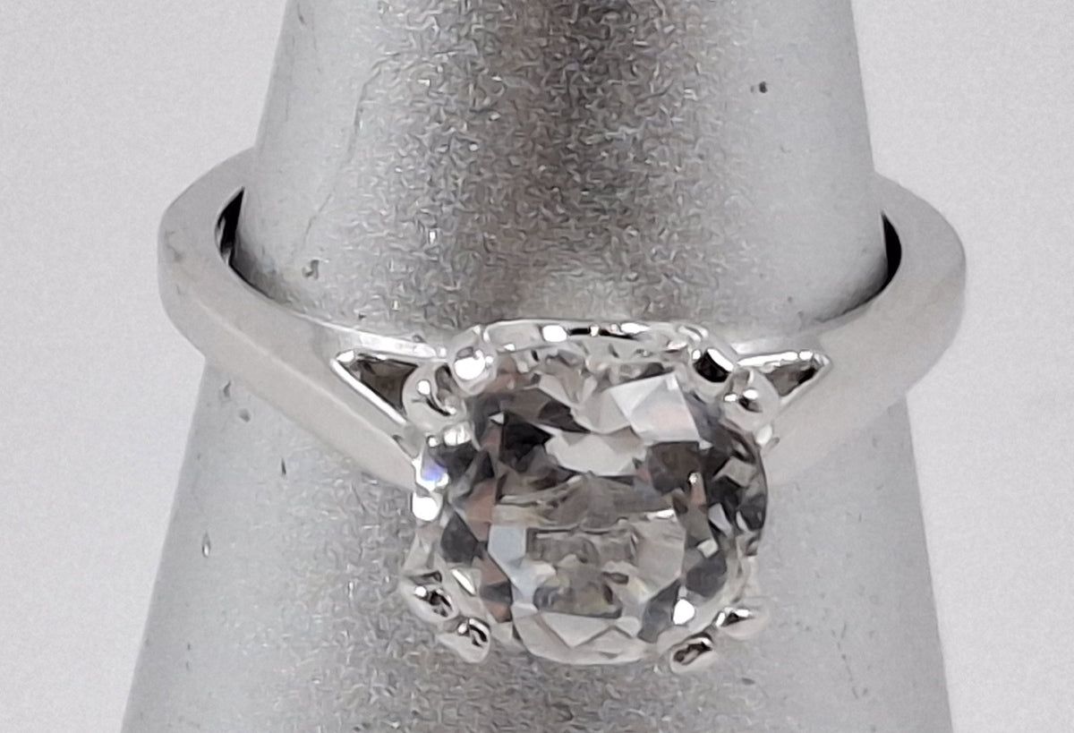 Vintage ESPO 925 Silver & Cushion-Cut CZ Solitaire Engagement Ring Sz 5.75