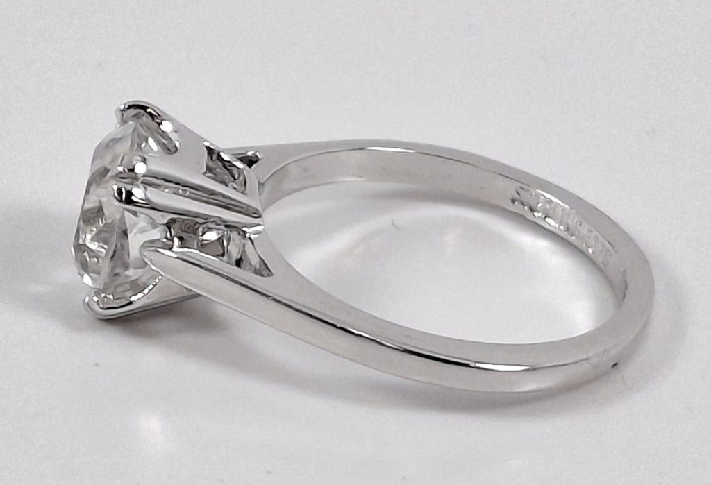 Vintage ESPO 925 Silver & Cushion-Cut CZ Solitaire Engagement Ring Sz 5.75
