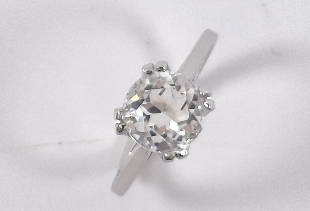 Vintage ESPO 925 Silver & Cushion-Cut CZ Solitaire Engagement Ring Sz 5.75