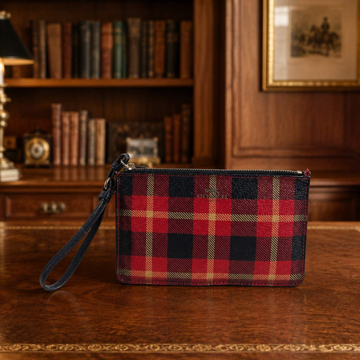 Coach Riley Plaid Small Wristlet Wallet F54461