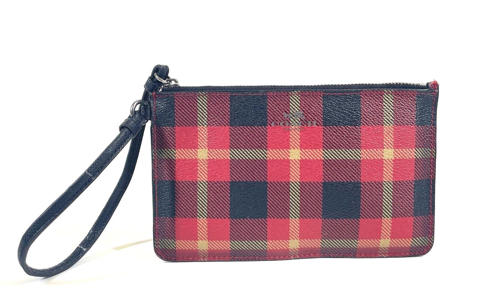 Coach Riley Plaid Small Wristlet Wallet F54461