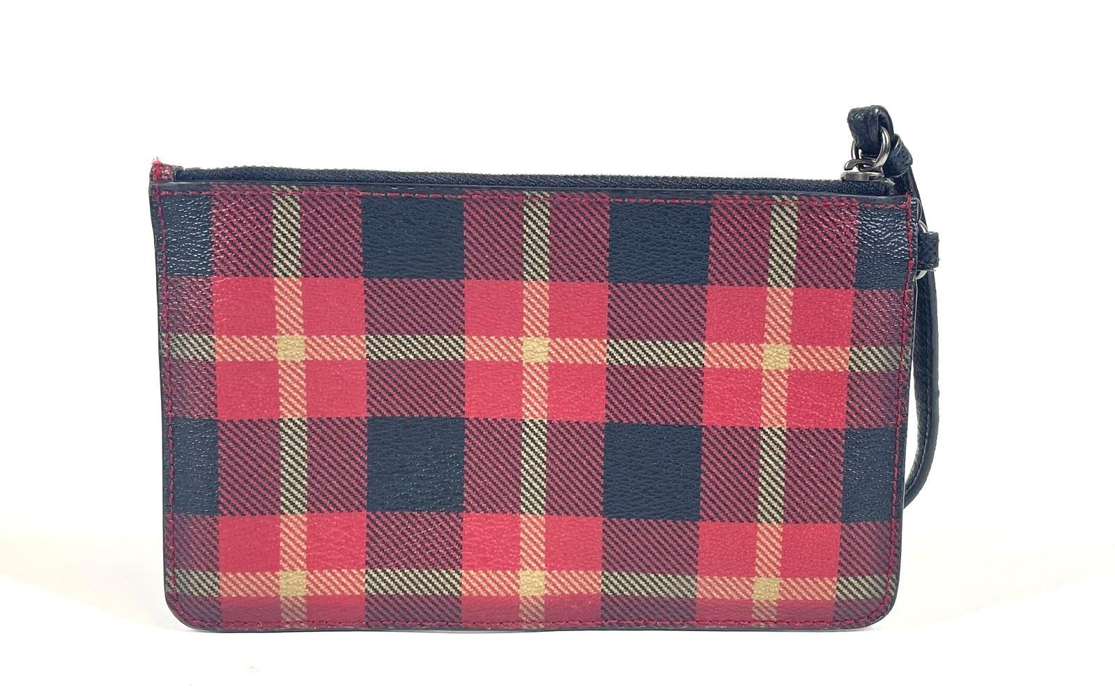 Coach Riley Plaid Small Wristlet Wallet F54461
