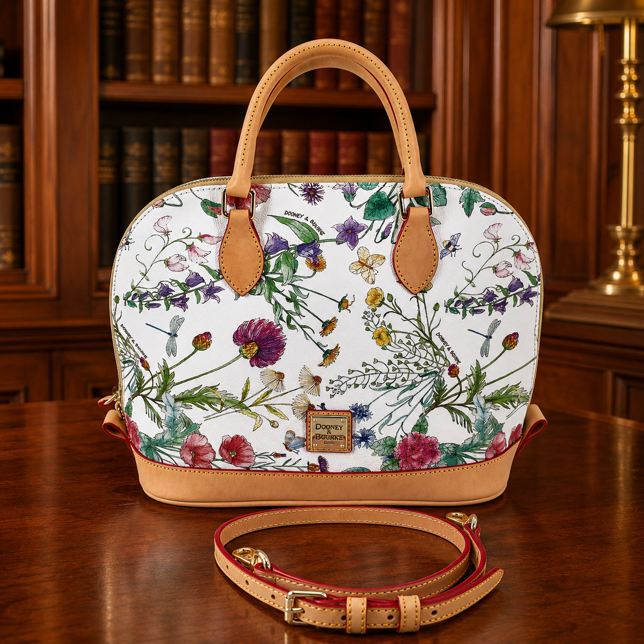 Dooney & Bourke White Botanical Zip Zip Satchel