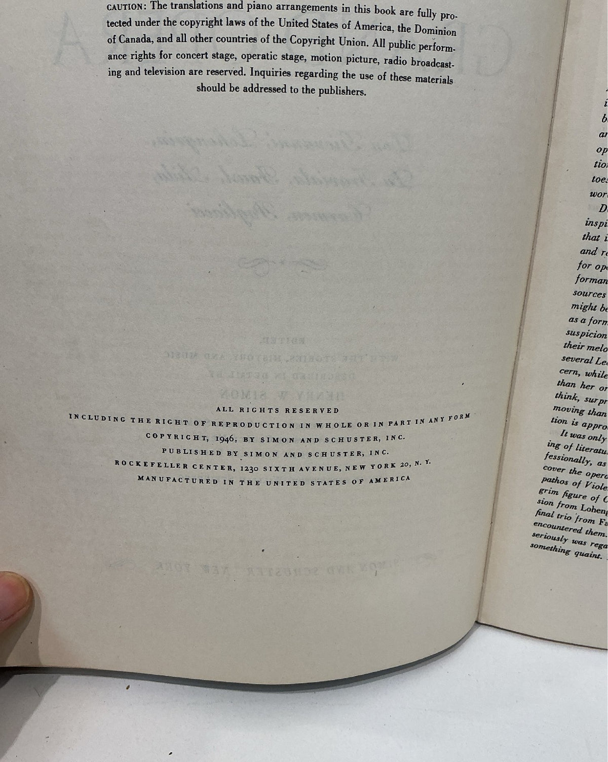 A Treasury of Grand Opera edited by Henry W. Simon, 1946 Simon and Schuster illustrated volume, view 4