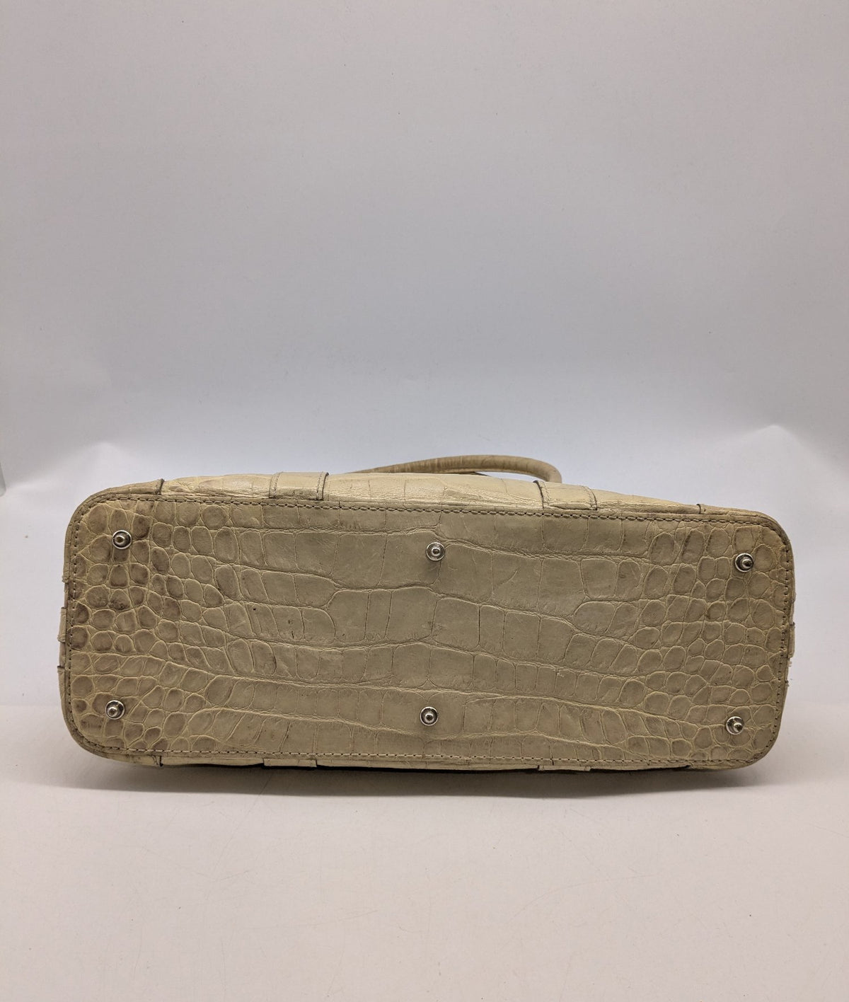 Authentic Dooney & Bourke Beige Crocodile-Embossed Leather Satchel