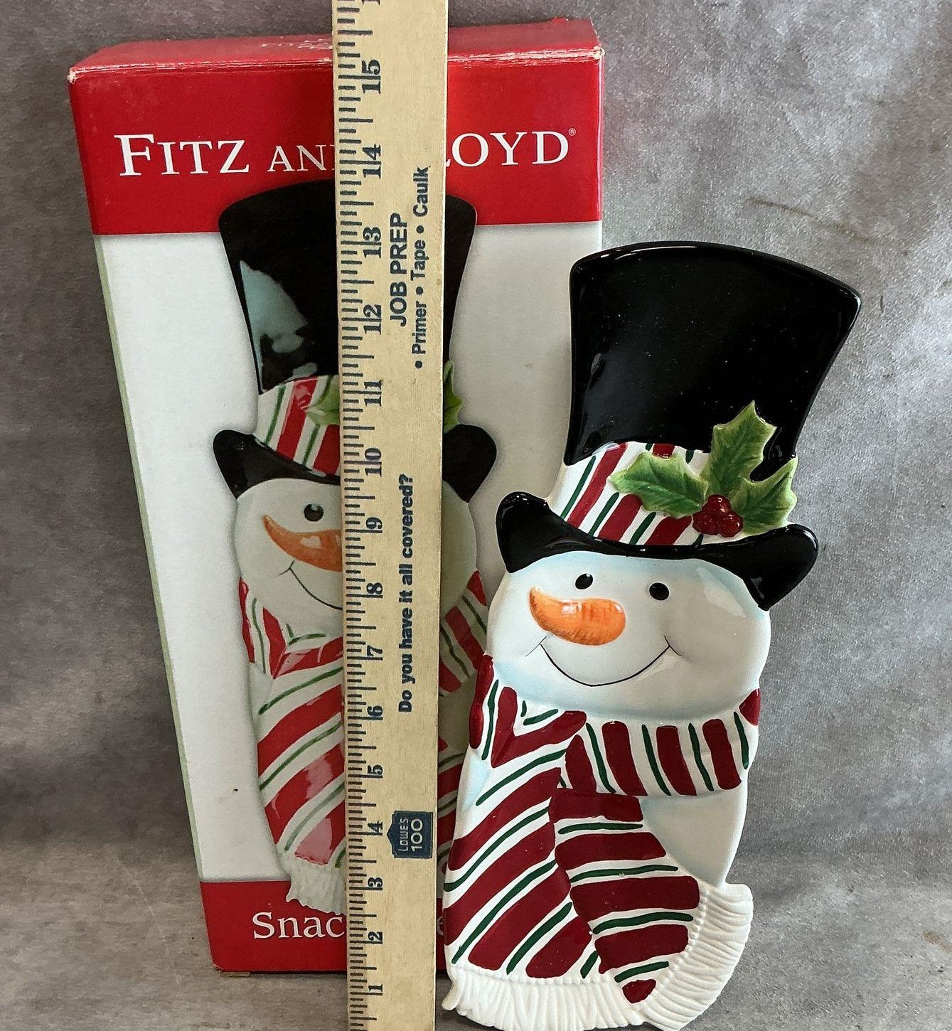 Fitz and Floyd Essentials Snack Therapy Snowman Ceramic Snack Server Dish 13"