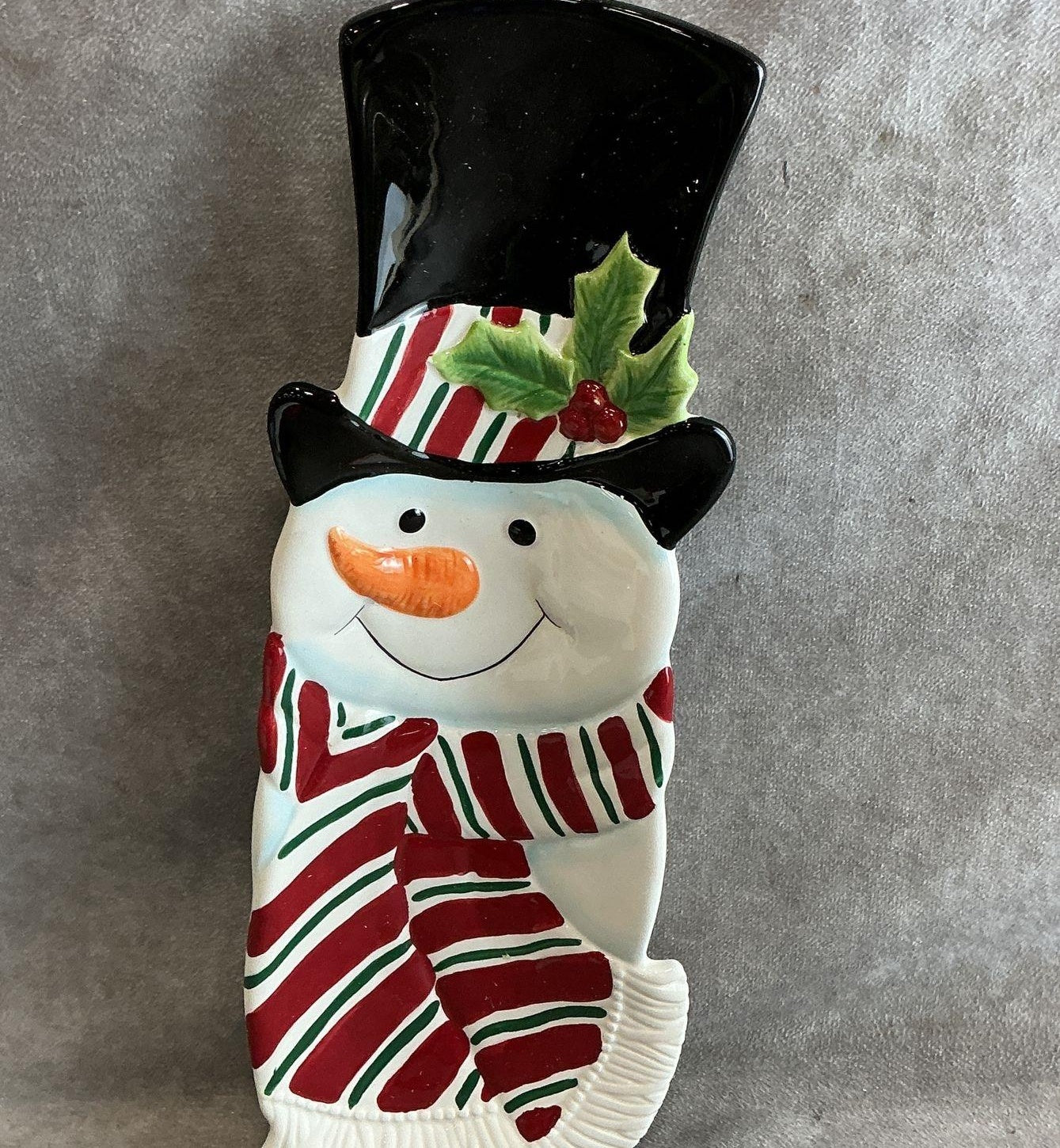 Fitz and Floyd Essentials Snack Therapy Snowman Ceramic Snack Server Dish 13"