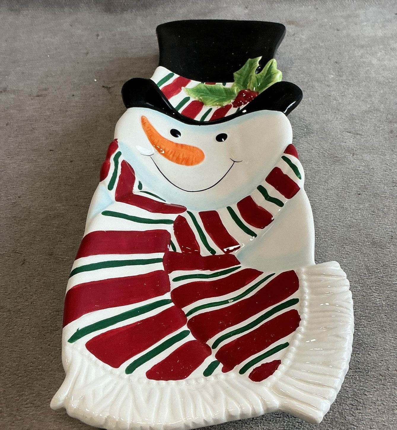 Fitz and Floyd Essentials Snack Therapy Snowman Ceramic Snack Server Dish 13"