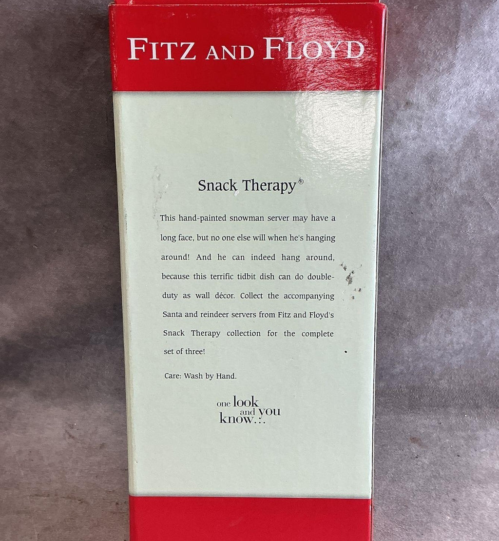 Fitz and Floyd Essentials Snack Therapy Snowman Ceramic Snack Server Dish 13"