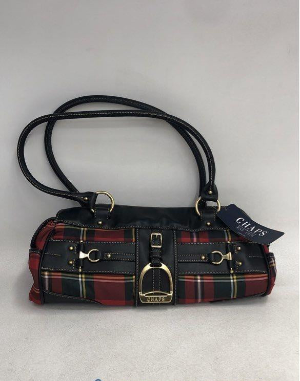 Chaps Tartan Plaid Shoulder Bag Gold Stirrup Hardware NWT