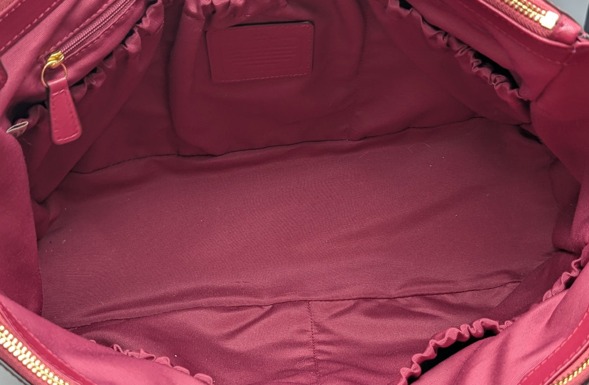 Coach berry crossgrain leather multifunction tote with side pockets, turn-lock detail and crossbody strap, view 7