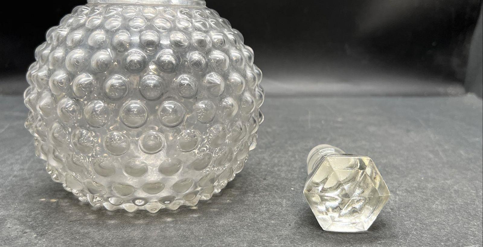 Hocking Style Glass Hobnail Crystal Tall Wine Decanter With Stopper