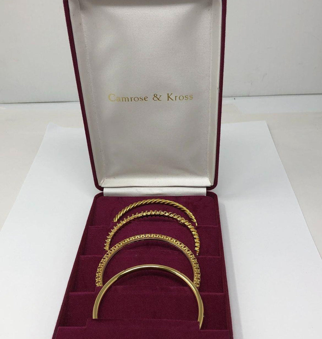 Camrose & Kross JBK Gold-Tone 4Pc Bangle Bracelet Set In Original Box 8 3/4"