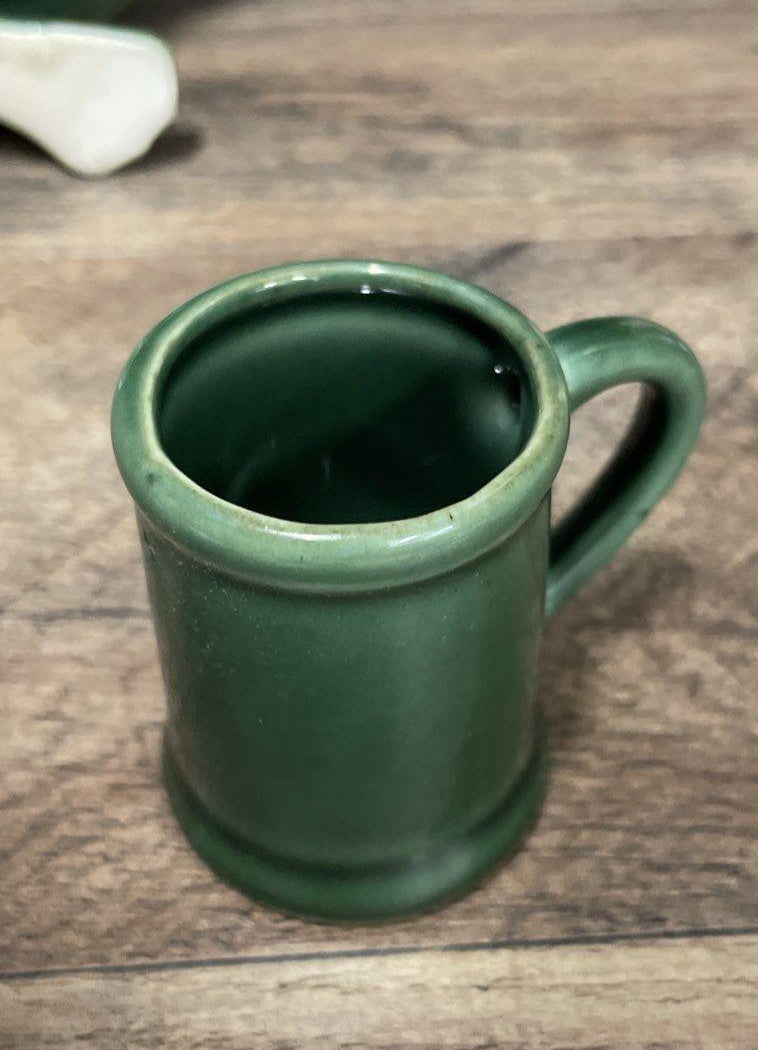 Scotty Green Ceramic Frog Figurine and Shot Mug Set